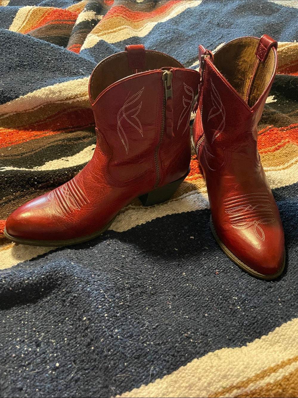 Ariat Red Leather Western Ankle Boots - Picture 3 of 7